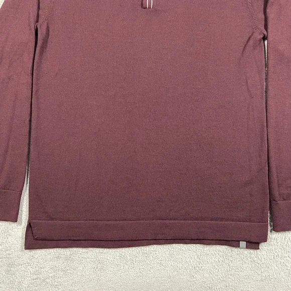 Lululemon Techwool Polo Shirt Mens Large Burgundy Long Sleeve Wool Blend - Picture 2 of 10